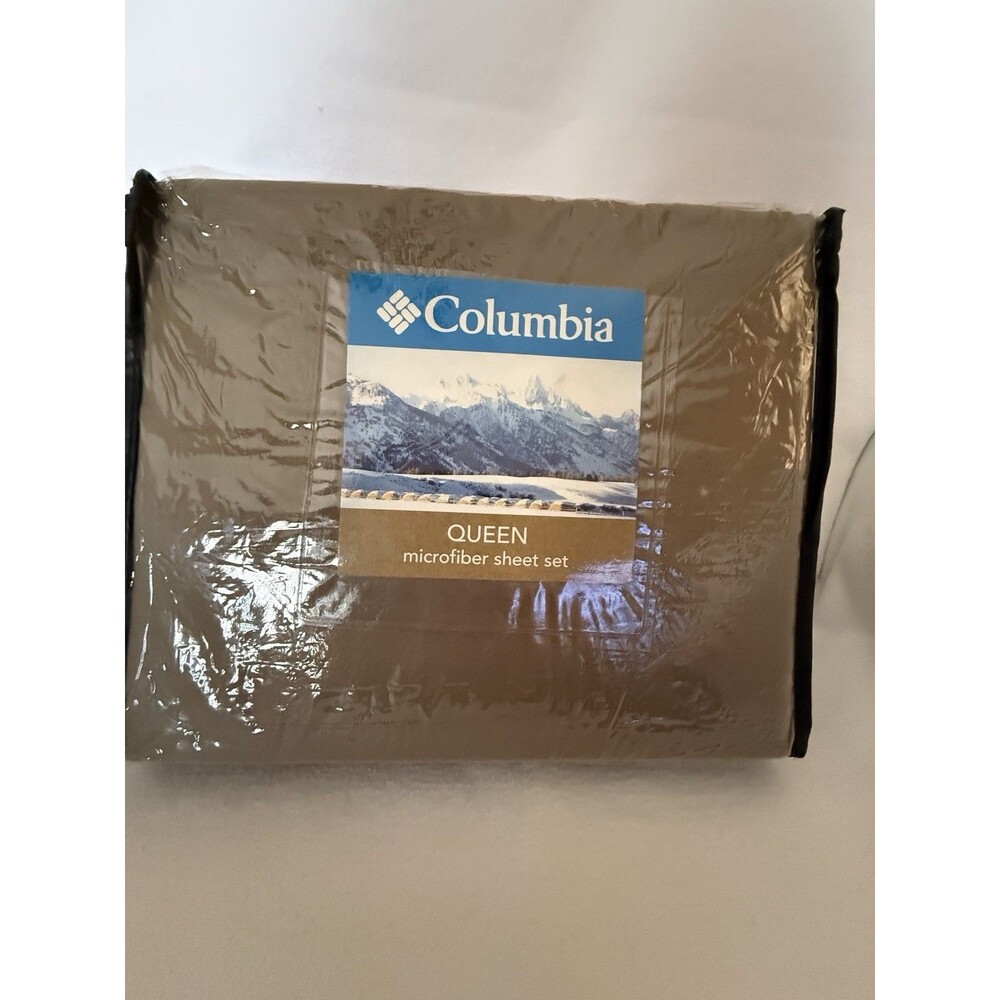 Columbia Queen Microfiber Sheet Set 100% Polyester light brown Flat Fitted 2 PC